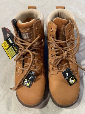 Caterpillar Tan Lace-Up Work Steel Toe Boots
